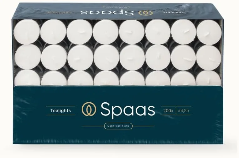 Besuche den Spaas-Store SPAAS Teelichter 200er-Pack, ± 4, 5 Stunden - weiß — Kerzenlicht Abendessen